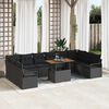 vidaXL Garden Sofa Set with Storage 11 pcs Black Poly rattan