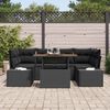 vidaXL Garden Sofa Set with Storage 7 pcs Black Poly rattan