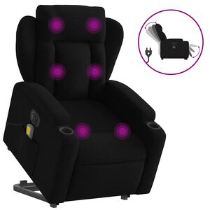 vidaXL Electric Stand up Massage Recliner Chair Black Fabric