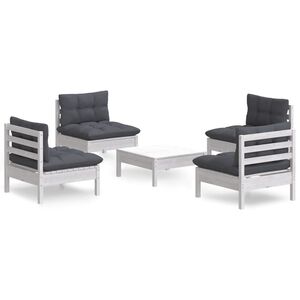 vidaXL 5 Piece Garden Lounge Set with Anthracite Cushions Pinewood