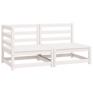 vidaXL 2 Piece Garden Lounge Set White Solid Pinewood