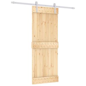vidaXL Sliding Door Natural and White 80 x 210 cm Solid Pine Wood