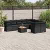 vidaXL 10 Piece Garden Sofa Set with Cushions Black Poly Rattan