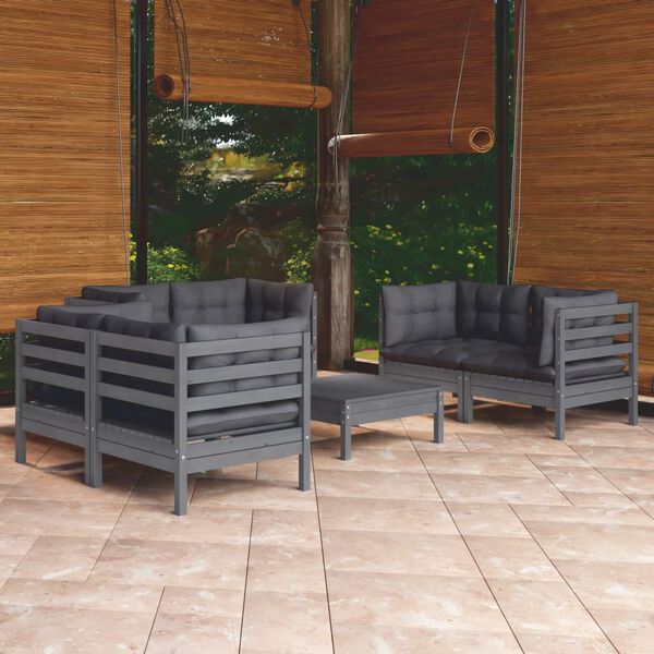vidaXL 7 Piece Garden Lounge Set with Cushions Solid Pinewood