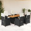 vidaXL 9 Piece Garden Dining Set with Cushions Black Poly Rattan