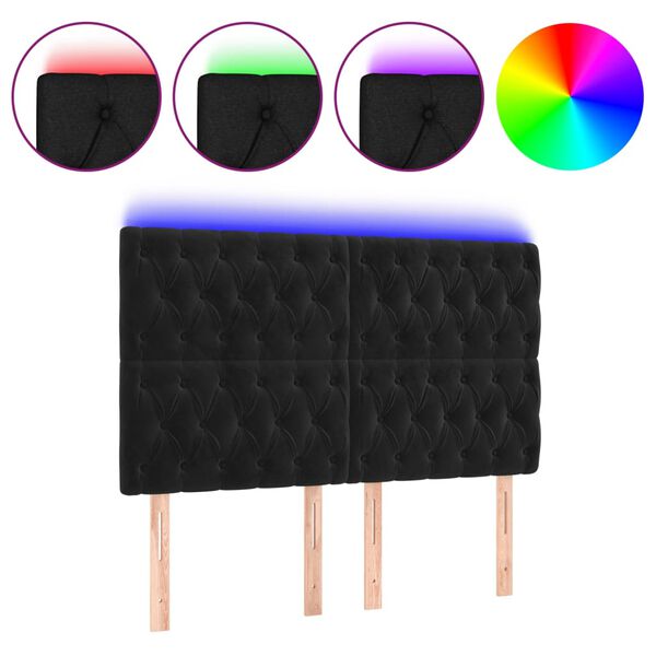 vidaXL LED Headboard Black 144 cm Velvet