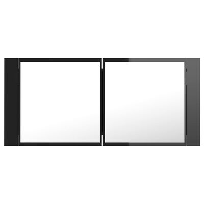 vidaXL LED Bathroom Mirror Cabinet High Gloss Black 100x12x45cm Acrylic