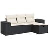 vidaXL 4 Piece Garden Sofa Set with Cushions Black Poly Rattan