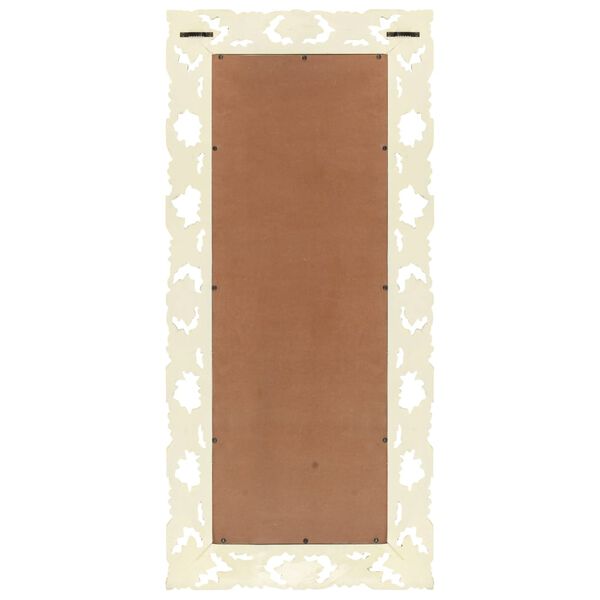 vidaXL Hand Carved Mirror White 110x50 cm Solid Mango Wood