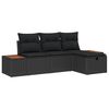 vidaXL Garden Sofa Set with Cushion 4 pcs Black Poly Rattan