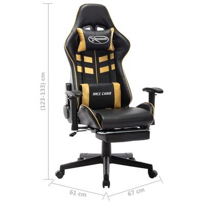 vidaXL Gaming Chair with Footrest Black and Gold Artificial Leather