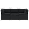 vidaXL 4 Piece Garden Lounge Set with Cushions Poly Rattan Black
