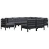 vidaXL 9 Piece Garden Lounge Set with Cushions Black Solid Pinewood