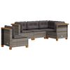 vidaXL 5 Piece Garden Sofa Set with Cushions Grey Poly Rattan