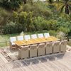 vidaXL 13 Piece Garden Dining Set with Cushions Poly Rattan Beige