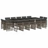 vidaXL 15 Piece Garden Dining Set with Cushions Grey Poly Rattan