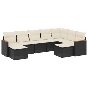 vidaXL 9 Piece Garden Sofa Set with Cushions Black Poly Rattan