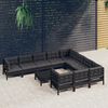 vidaXL 11 Piece Garden Lounge Set with Cushions Black Pinewood
