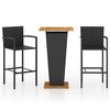 vidaXL 3 Piece Garden Bar Set Black