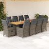 vidaXL 11 Piece Garden Bistro Set with Cushions Grey Poly Rattan