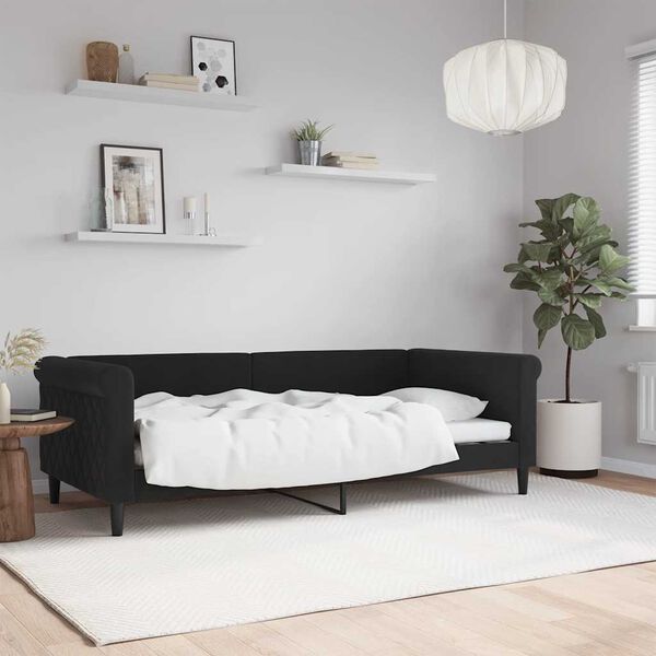 vidaXL Day Bed without Mattress Black 90x190 cm Velvet