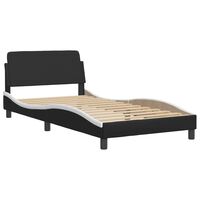 vidaXL Bed Frame with Headboard Black and White 107x203 cm Faux Leather
