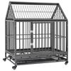 vidaXL Dog Cage | Black and silver | Steel | 92x62x106 cm | Lockable wheels