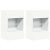 vidaXL Wall Cabinets with LED Lights for TV 2 pcs White 40x30x60.5 cm