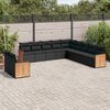 vidaXL 11 Piece Garden Sofa Set with Cushions Black Poly Rattan