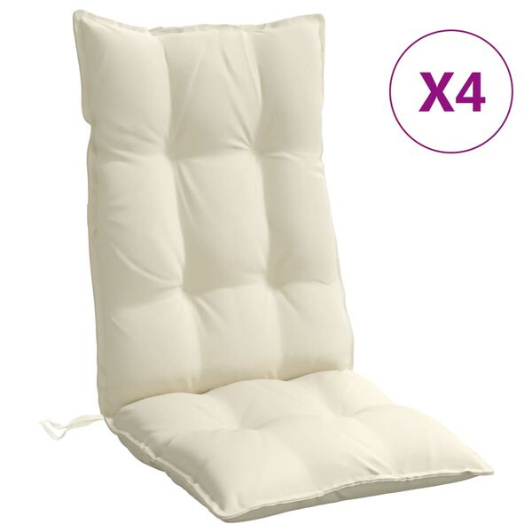 vidaXL Highback Chair Cushions 4 pcs Cream Oxford Fabric