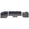 vidaXL 7 Piece Garden Sofa Set with Cushions & Pillows Poly Rattan Grey