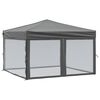 vidaXL Folding Party Tent with Sidewalls Anthracite 3x3 m