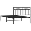 vidaXL Metal Bed Frame without Mattress with Headboard Black 107x203cm