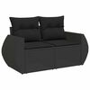 vidaXL 5 Piece Garden Sofa Set with Cushions Black Poly Rattan Acacia