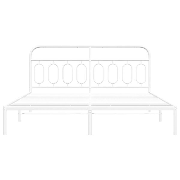 vidaXL Metal Bed Frame without Mattress with Headboard White 180x200cm
