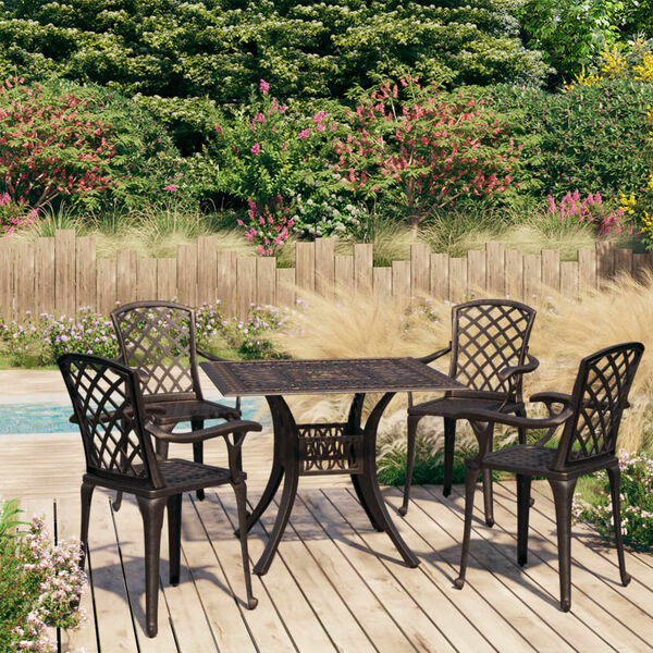 vidaXL 5 Piece Bistro Set Cast Aluminium Bronze