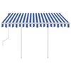 vidaXL Manual Retractable Awning with Posts 3x2.5 m Blue and White