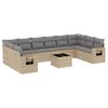 vidaXL 11 Piece Garden Sofa Set with Cushions Beige Poly Rattan