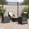 vidaXL 5 Piece Garden Lounge Set with Cushions Black Poly Rattan