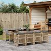 vidaXL 9 Piece Garden Dining Set with Cushions Mix Beige Poly Rattan