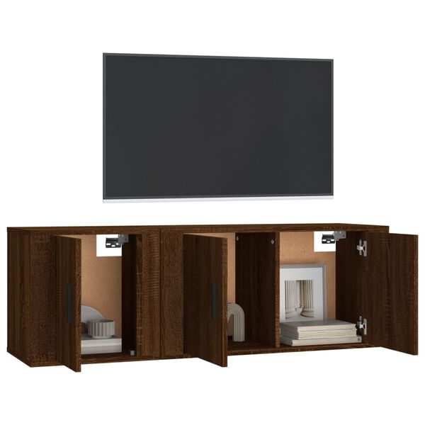vidaXL 2 Piece TV Cabinet Set Brown Oak Engineered Wood
