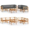 vidaXL 6 Piece Garden Lounge Set with Grey Cushions Solid Teak Wood