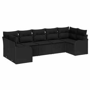 vidaXL Garden Sofa Set Black Poly Rattan