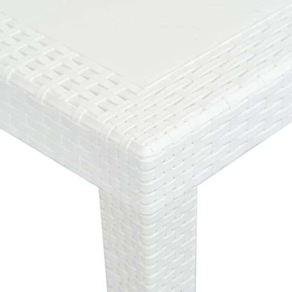 vidaXL Garden Table White 220x90x72 cm Plastic Rattan Look