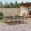 vidaXL 11 Piece Garden Dining Set with Cushions Mix Beige Poly Rattan