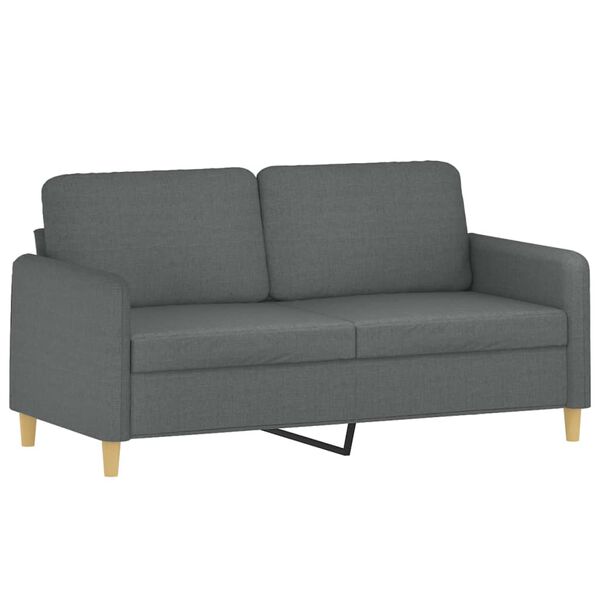 vidaXL 2 Piece Sofa Set with Pillows Dark Grey Fabric