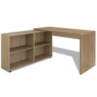 vidaXL Corner Desk 4 Shelves Oak