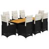 vidaXL 9 Piece Garden Bistro Set with Cushions Black Poly Rattan