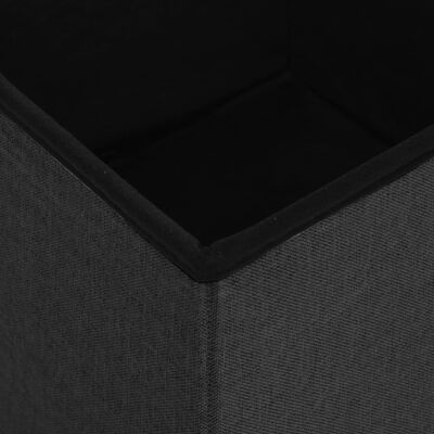 vidaXL Folding Storage Stool Black Faux Linen