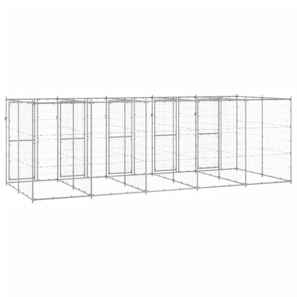 vidaXL Outdoor Dog Kennel Galvanised Steel 12.1 m²